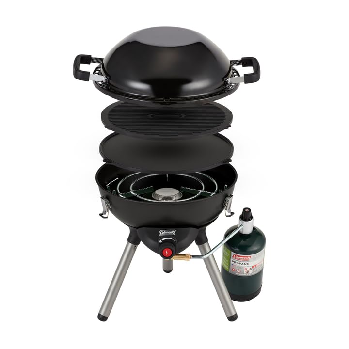 Coleman 4-in-1 Portable Propane Grill with 4 Cooking Attachments, Grill/Stove/Griddle/Wok with 7000 BTUs of Power for Grilling, Tailgating, Camping, BBQ, & More