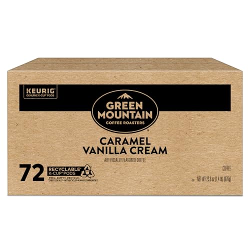 Green Mountain Coffee Roasters Caramel Vanilla Cream Keurig Single-Serve K-Cup pods, Light Roast Coffee, 72 Count