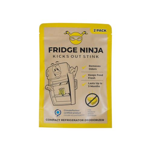 Fridge Ninja Compact Fridge Deodorizer (2 Pack) - More Effective Than Baking Soda - Compact Size Refrigerator Deodorizer Made of Activated Carbon