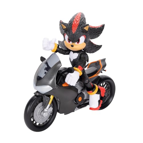 Sonic 3 MOVIE Sonic the Hedgehog Shadow Figure & Motorcycle by Jakks Pacific, Officially Licensed Movie Collectible, Stands 5” / 12.7 cm Tall, Premium Action Figure, Suggested for Ages 3+