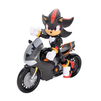 Sonic 3 MOVIE Sonic the Hedgehog Shadow Figure & Motorcycle by Jakks Pacific, Officially Licensed Movie Collectible, Stands 5” / 12.7 cm Tall, Premium Action Figure, Suggested for Ages 3+