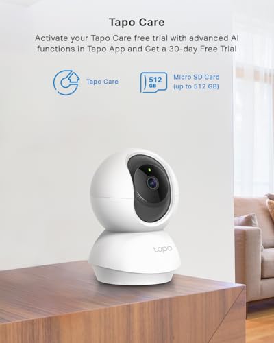Tapo C210 2K 3MP Pan/Tilt Indoor Camera House Security Camera, WiFi Camera, No Monthly Fee, AI Detection, Dog Puppy Camera, Baby Camera Monitor, 360° View, Night Vision, Works with Alexa & Google