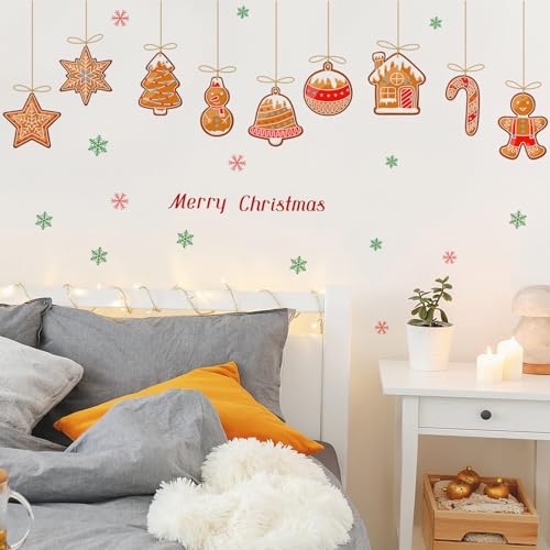 Christmas Wall Decals for Bedroom Hanging Christmas Tree Snowflake Gift Wall Stickers for Living Room Window Decor Removable Art Mural for Kids Baby Gift Nursery Door Decor Supplies (Style2)