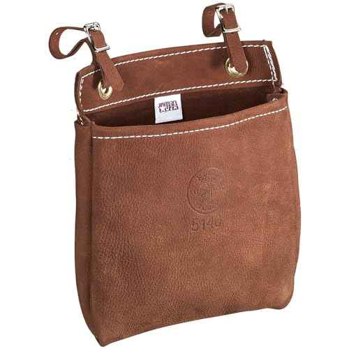 Klein Tools 5146 Tool Bag, Leather Tool Pouch with Adjustable Belt Straps, Durable All-Purpose Electrician Bag Measures 9 x 3 x 8-Inch