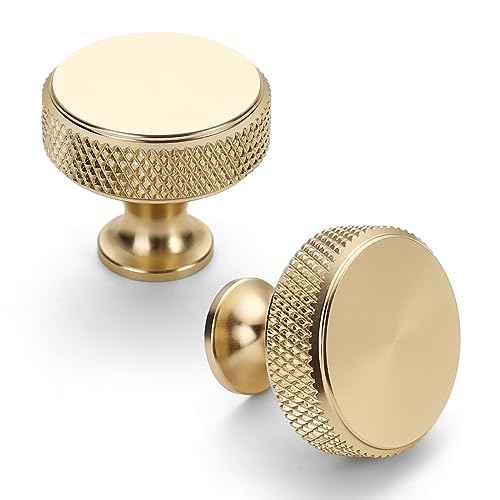 Asidrama 20 Pack Gold Kitchen Cabinet Knobs Knurled Dresser Knobs Drawer Knob Cabinet Hardware Aluminum Knob for Dresser Drawers