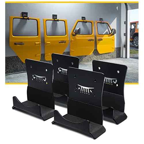 LUMENIX Heavy Duty Door Storage Hangers Bracket, Wall-Mounted Systems Kits Doors Holder Racks Compatible with 1956-2025 Jeep Wrangler CJ YJ TJ JK JKU JL JLU LJ JT (4 PCS, Animal Pattern)
