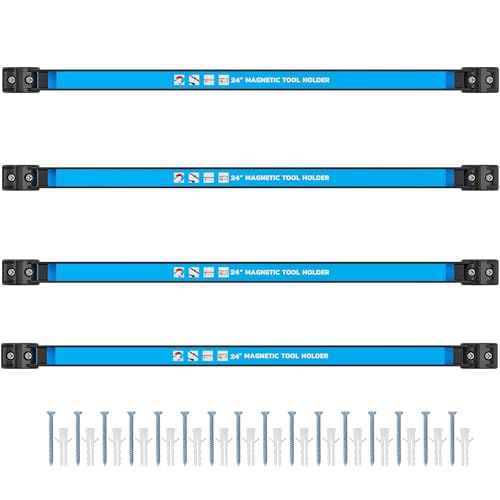 GREBSTK 24 IN Magnetic Tool Holder Strip Heavy Duty Magnetic Tool Bar Metal Tool Organizer Rack with Mounting Screws, 4PCS