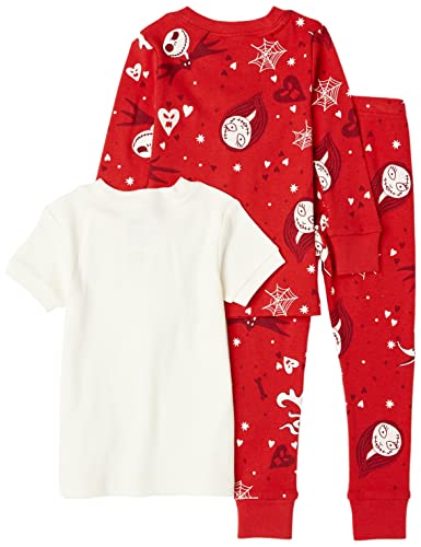 Amazon Essentials Disney | Marvel | Star Wars Boys' Snug-Fit Cotton Pajama Sleepwear Sets, Pack of 3, Nightmare Valentine - Kids, 12