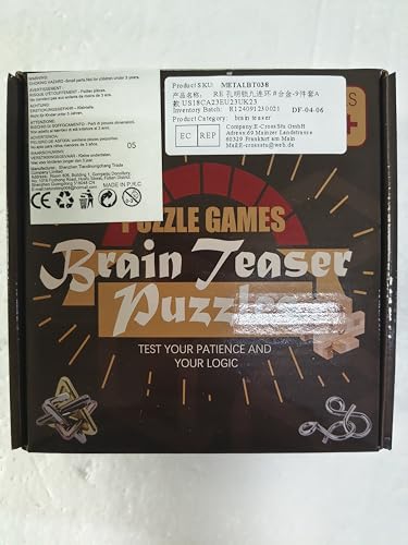 Holzsammlung 9pcs Brain Teaser Metal Puzzles, Mind Puzzles IQ Challenge Puzzle Games, IQ Test Toy Puzzle Gift Set for Adults Teens Men Women, Birthday Present Cracker Christmas Stocking Filler