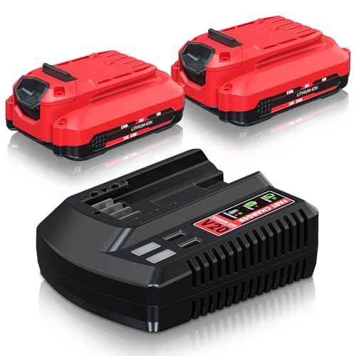 2Pack CMCB202 3.5Ah Battery and Charger Set for Craftsman 20V Battery Replacement for Craftsman V20 CMCB204 CMCB205 CMCB2011 Weedeater Lawnmower 20V Lithium-ion Battery with CMCB104 Charger