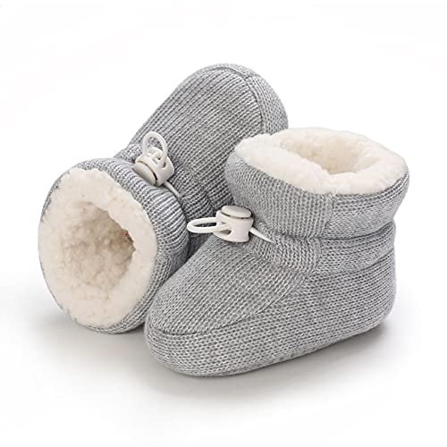 outfit spring Baby Winter Warm Fleece Bootie, Newborn Non-Slip Soft Sole Winter Shoes Sock Shoes Cute Adjustable Crawling Shoes Prewalker Boots for Girls Boys Toddler 0-18 Months Gray 6-12 Months
