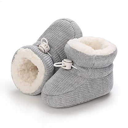 outfit spring Baby Winter Warm Fleece Bootie, Newborn Non-Slip Soft Sole Winter Shoes Sock Shoes Cute Adjustable Crawling Shoes Prewalker Boots for Girls Boys Toddler 0-18 Months Gray 6-12 Months