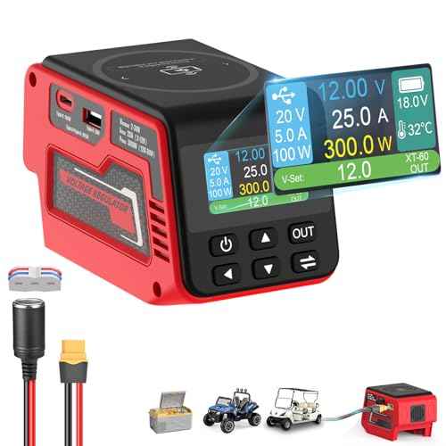 300W Voltage Regulator Compatible with Milwaukee 18V Battery (Battery Not Included), 2?30V Adjustable DC Output, 100W Type-C PD Fast Charging, 15W Wireless Charger