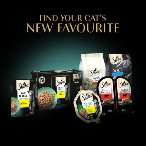 Sheba Fine Flakes in Jelly – Poultry Collection – Wet cat food pouches for adult cats – 40x85g pack