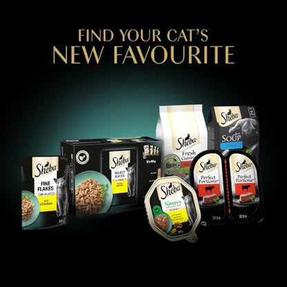 Sheba Fine Flakes in Jelly – Poultry Collection – Wet cat food pouches for adult cats – 40x85g pack