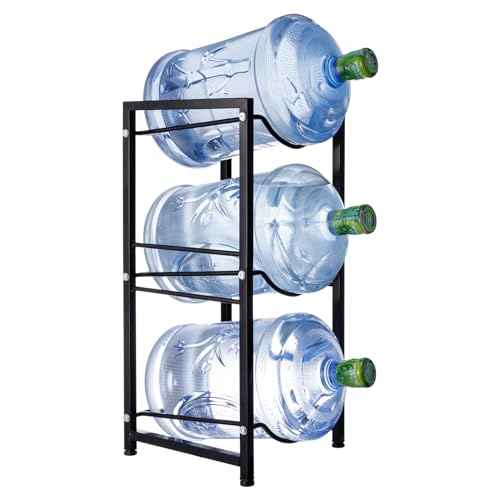 5 Gallon Water Bottle Holder - Keep Your 5-Gallon Jugs Neatly Organized with a 3-Tier Organizer - Perfect for Kitchen, Pantry, Bar - Sturdy Cast Iron Rack for Convenient Water Jug Storage
