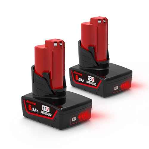 6.5Ah 12V Battery Replacement for Milwaukee M 12 Battery 48-11-2411 48-11-2412 48-11-2440 48-11-2420 48-11-2450 Compatible with Milwaukee 12V Power Tools with Light Indicator (2 Pack)