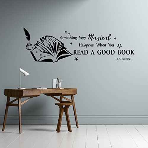 PLIGREAT Read Books Inspirational Quotes Wall Stickers, Removable Vinyl Peel and Stick Wall Decals for Nursery School Library Study Reading Room Wall Deocrations Home Office Indoor DIY Wall Art Decor