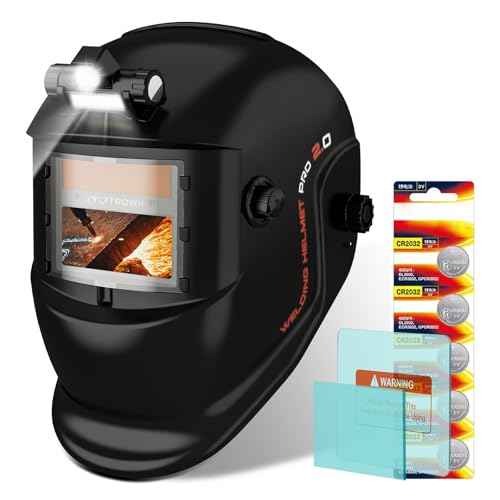 TRQWH Welding Helmet with Light True Color Auto Darkening Welding Helmets for Men Solar Powered Welding Hood with 2 Arc Sensor Wide Shade 4/9-13 for TIG MIG ARC Cool Welder Mask (TRQ-HS01)