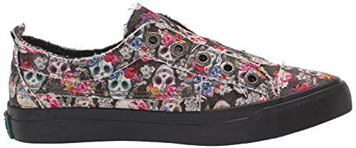 Blowfish Malibu Women's Play Sneaker, Charcoal Sugar Skull Print, 7.5