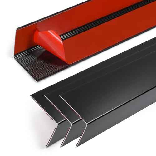 4PCS 45" Black Metal Corner Protectors, Aluminum Self Adhesive Corner Guards, Metal Wall Edge Protector Strip, Furniture Corner Protectors, Wall Cabinet Baseboard Decoration 45" x 2"
