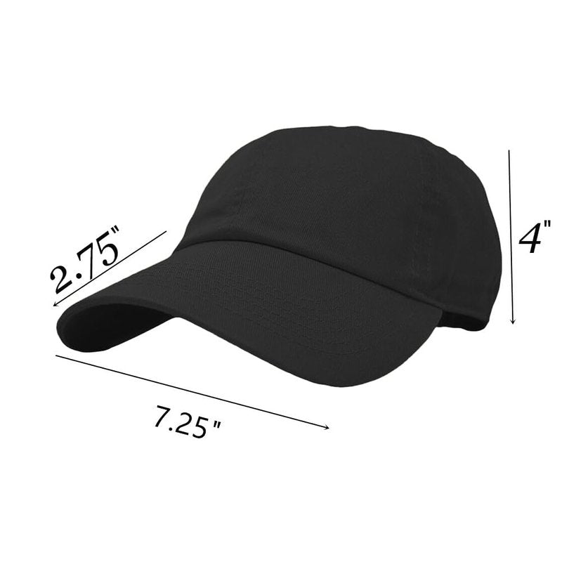 Glory Max 100% Cotton Baseball Cap Classic Plain Low Profile Golf Dad Hat Buckle Adjustable (Black)