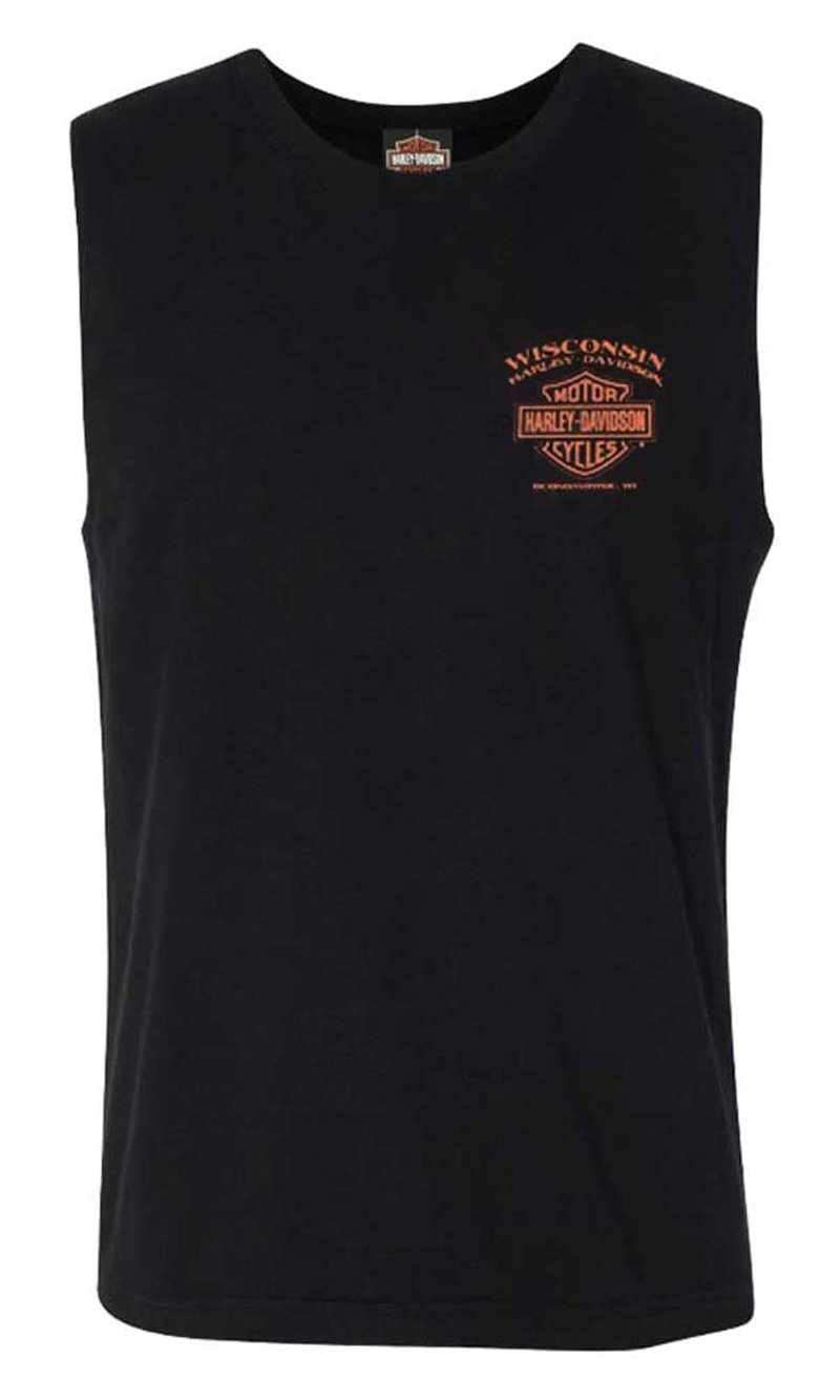 Harley-Davidson Men's Eagle Piston Crew-Neck Sleeveless Cotton Muscle Tee (L) Black