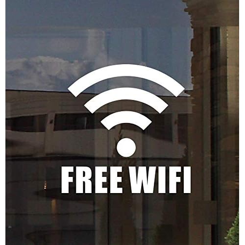 (2 Pack) 4" X 4" White - Free WIFI Sign - UV Resistant, Waterproof, Peel & Stick Adhesive Vinyl Label Decal Sticker Quote Mural Art Script - For Business Store, Shop, Cafe, Office, Restaurant, Vehicle