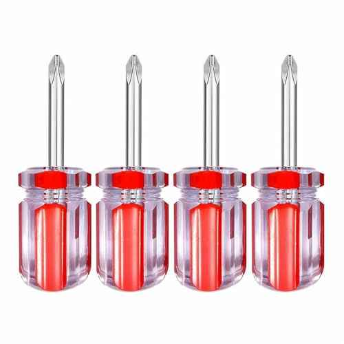 Stubby Phillips Screwdriver,4 Pieces Short Phillips Screwdriver #2 Magnetic,Small Pocket Driver for DIY Repairing