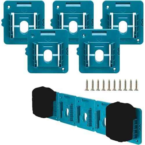 Battery Holder Work for Makita 18V Battery Mounts Dock Hanger Compatible for BL1860 BL1850 BL1840 BL1830, 5 Pack(w/10 Screws)