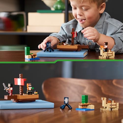 LEGO Minecraft The Pirate Ship Voyage - Boat Toy with 2 Pirates & 2 Animal Figures, plus Accessories incl. a Sword & Map - Gamer Gift for 8+ Year Old Boys and Girls 21259