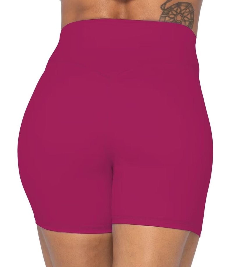 Sunzel No Front Seam High Waist Biker Shorts for Women, Squat Proof Yoga Workout Gym Bike Shorts 5" Sangria X-Large