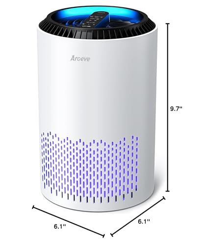 AROEVE Air Purifiers for Bedroom Home, Air Purifier For Smoke Pollen Dander Hair Smell Air Cleaner with Sleep Mode Speed Control For Bedroom Office, MK01- White(Available for California)