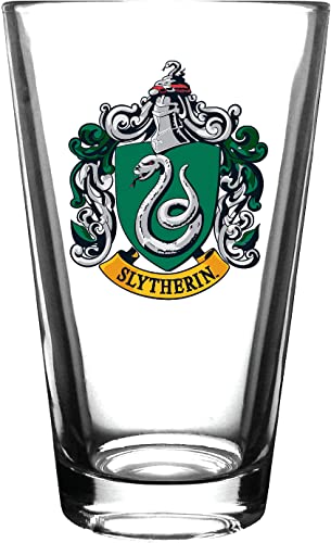 Harry Potter Pint Glass Set - Includes House Crests: Gryffindor, Slytherin, Hufflepuff, & Ravenclaw -16 oz. Capacity - Set of 4 Glasses