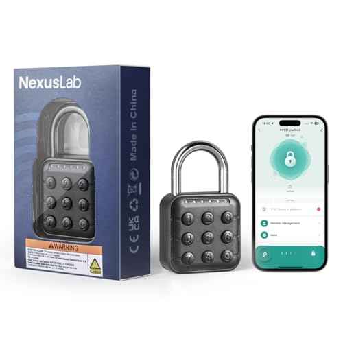NexusLab 6-Digit Smart Padlock with TUYA App - IP67 Waterproof, Military Zinc Alloy, 10 Passwords, Dual Alerts for Gym/School/Travel Lockers (Black) (with Tuya APP Contrl)