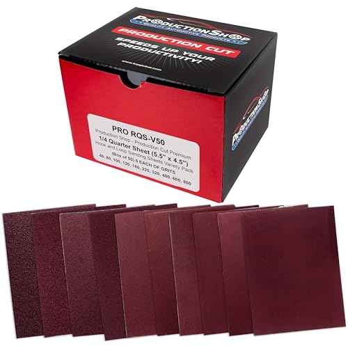 Premium 1/4 Sheet Size Red Sanding Sheets, 50 Sheet Variety Pack, Grits 40, 80, 100, 120, 180, 220, 320, 400, 600, 800 - Hook & Loop Backing Sandpaper - Palm Sanders, Sanding Blocks