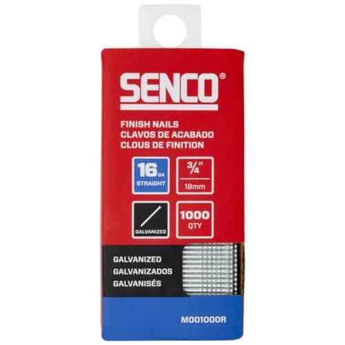SENCO M001000R 3/4" 16 Gauge Straight Finish Nails, Galvanized Finish 1,000 Count Pack