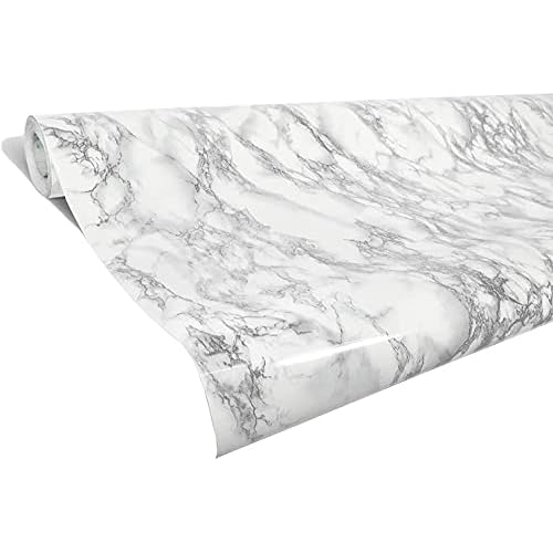 VViViD XPO White Grey Marble Gloss Vinyl Extra-Large Wrap Film Roll (16" x 78" (6.5ft))