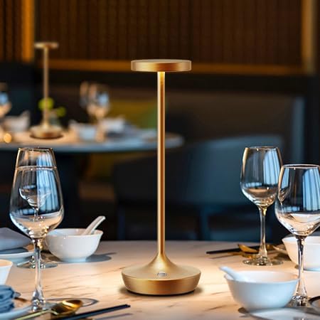 Cordless Table Lamp Rechargeable - 6000mAh LED Battery Operated Table Light - Portable Touch Dimmable Outdoor Waterproof Table Lamps for Patio Restaurant Dining (Bronze)