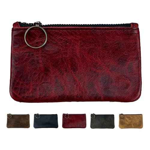 Leather Pouch with Zipper (Canyon Rouge, X-Small 5.5" x 3")