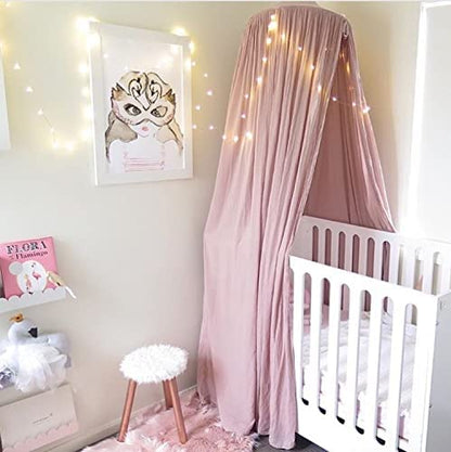 Children Bed Canopy Round Dome, Nursery Decorations, Cotton Mosquito Net, Kids Princess Play Tents, Room Decoration for Baby (Pink)