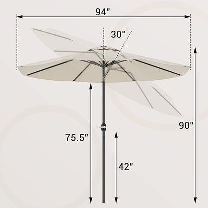 Greesum 9FT Patio Umbrella with Push Button Tilt and Crank, Outdoor Table Umbrella with 8 Sturdy Ribs, Market Table Parasol for Garden, Lawn, Backyard & Pool, Without Base, Beige