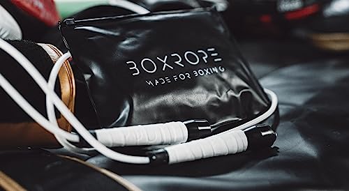 BOXROPE, A Jump Rope Made For Boxing, Tangle-Free, 15% Heavier Than A Normal PVC Rope, Boxer Jump Rope, Adjustable, Includes Grip Tapes For More Grip, Skipping Rope for Boxers, Premium Quality (Grey