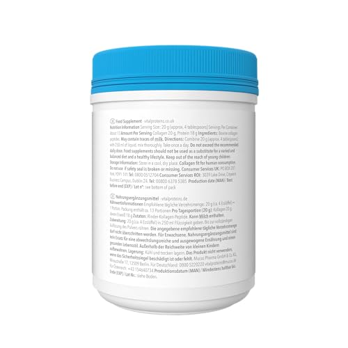 Vital Proteins Collagen Peptides Powder Supplement (Type I, III), Unflavoured Hydrolyzed Collagen-Hair, Skin, Nail Support Supplement, Paleo, gluten free, Non-GMO, 20g per Serving 264g Canister, 1Pack