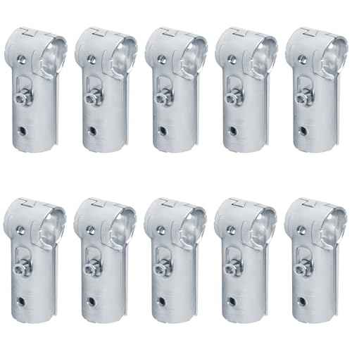 10 Sets T Pipe Clamp Connector for 1-1/4" x 1-1/4" (1.25" OD) Round Tube Frame, Chain Link Fence Tee Clamps, Carbon Steel