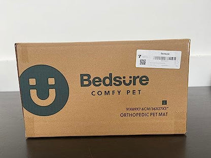 Bedsure Large Dog Bed Washable - Orthopedic Dog Bed and Mattress Mat for Dog Crate with Removable Plush Sherpa Cover, Gifts for Dog, Grey, 91x69x7.6cm