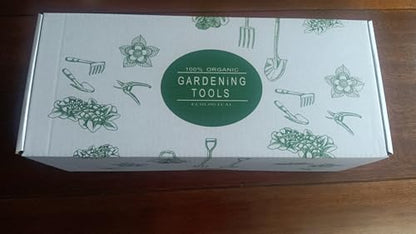 Garden Tools Set, 16 Pieces Gardening Gifts for Women & Men, Heavy Duty Floral Gardening Tools Set with Storage Bag, Ergonomic Garden Gifts Kit for Mum, Girlfriend (Green Flowers)