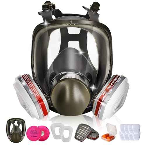 Full Face Respirator Mask - Gas Masks Survival Nuclear and Chemical for Asbestos, Fume, Resin, Dust and Chemical