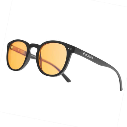 Horus X • Round Blue Light Computer Glasses | Anti-Fatigue Screens| for Small Faces | Urban Amber