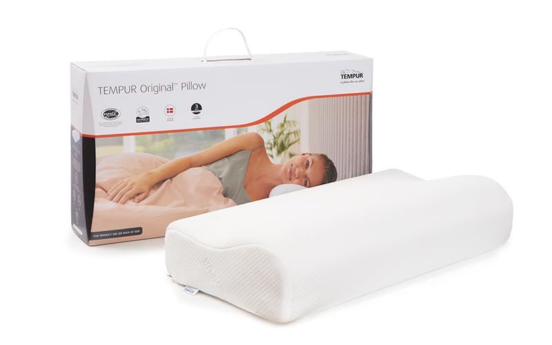 TEMPUR Original Ergonomic Pillow, Ergonomic Memory Foam Neck Support Pillow For Larger Frames, For Side and Back Sleepers with Washable Cover, Queen X-Large (61 x 31 x 13/10 cm), 1 unit